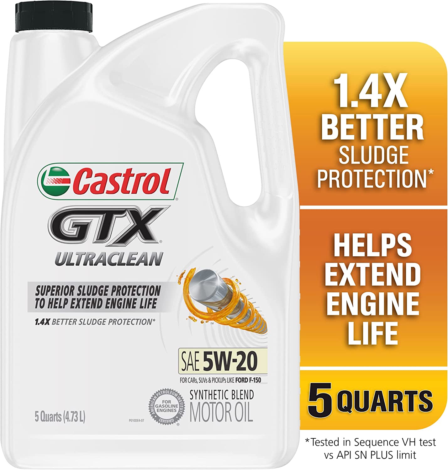 Castrol 03107 GTX 5W-20 Conventional Motor Oil - 5 Quart